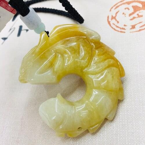 Pure natural topaz Hand-carved three-dimensional retro curved dragon pendant with hand-woven simple necklace Men and women sweat