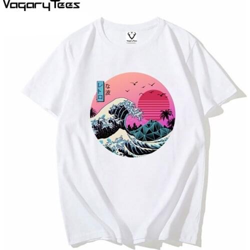 Newest Summer Men The Great Retro Wave fashion Print men Tshirt Harajuku Kawaii japan style Tops Tees Funny homme T Shirts