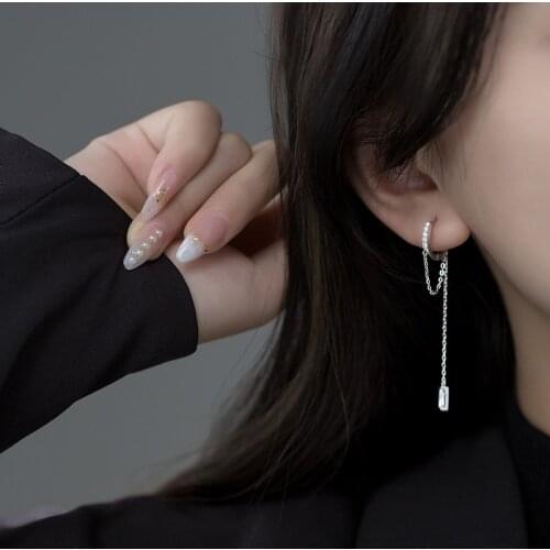 Bohi 100% Authentic Real 100% 925 Sterling Silver Fine Jewelry Micro Pave CZ Circle &Cube Square Hoop Huggie Tassel Earrings