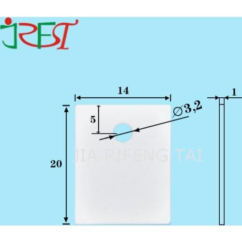 TO-220 1mm *14mm*20mm 96% Alumina Ceramic Plate Al2O3 Ceramic Pad With Hole