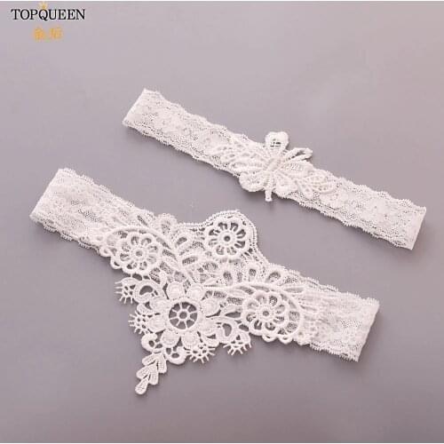 TOPQUEEN 2pcs/Set Wedding Garters Lace Embroidery Floral Sexy Garters for Women/Bride Thigh Ring Bridal Leg Garter TH14 TH15