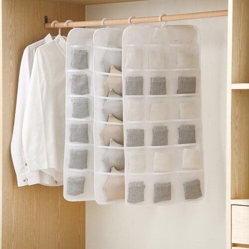 Creative Nordic Pockets Household Clear Hanging Bag Socks Bra Underwear Rack Hanger Storage Organizer Transparent Wardrobe Bags