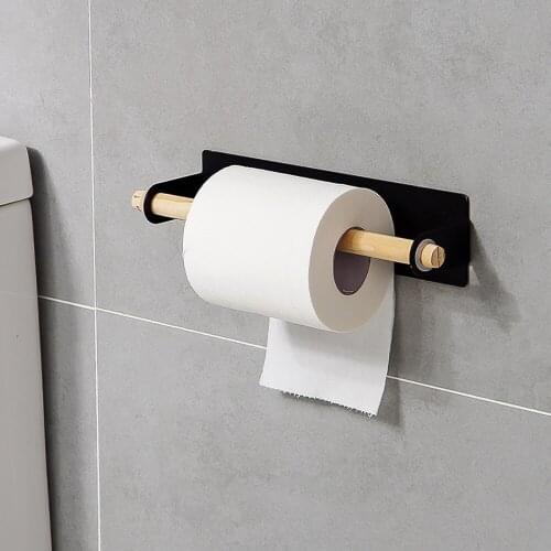 Iron Wooden Stick Holder Towel Rack Multifunction Cupboard Cabinet Door Back Kitchen Accessories Home Storage Organizer 1Pc