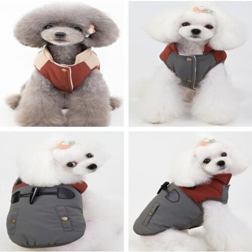 Horn Button Pet Winter Dog Coat Clothes Small Dog Warm Jacket Chihuahua French Bulldog Puppy Jacket Winter Dog Clothing Outfit
