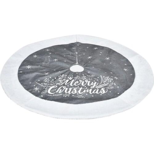 1pc Dia 101cm Super Soft Fabric Gray Printed Merry Christmas Tree Skirts Home New Year Decor Christmas Decor Xmas Tree Skirt