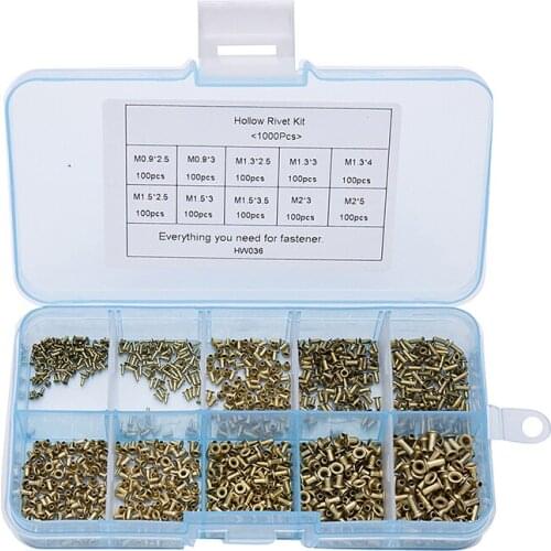 1000 / box) brass hollow rivet, copper rivet through hole M0.9 M1.3 M1.5 M2.0_GB876