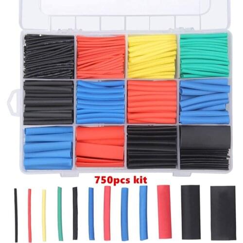 164/270/300/328/560/750pcs Heat Shrink Tube Kit Shrinking Assorted Polyolefin Insulation Sleeving Heat Shrink Tubing Wire Cable