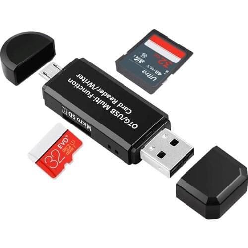 2 In 1 USB 2.0 USB Male And Micro USB Male SD Memory Card Reader OTG Adapter High Speed For SDXC SDHC SD MMC RS-MMC Micro SD/TF