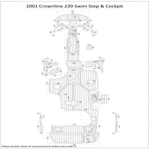 2001 Crownline 239 Swim Step & Cockpit Pad Boat EVA Teak Decking 1/4" 6mm