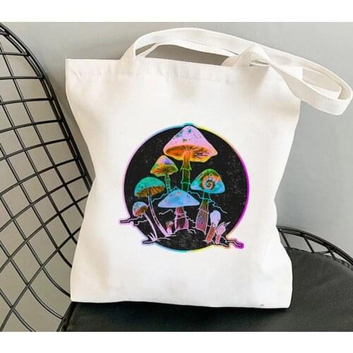 2021 Shopper Garden of Shrooms Printed Tote Bag women Harajuku shopper handbag girl Shoulder shopping bag Lady Canvas Bag