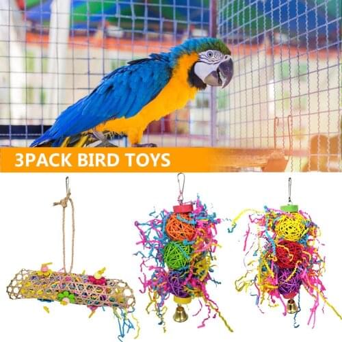 3 Pack NEW Creative Novelty Parrot Toy Bird Toys Chewing Toys Cockatie Foraging Shredder Toy Parrot Cage
