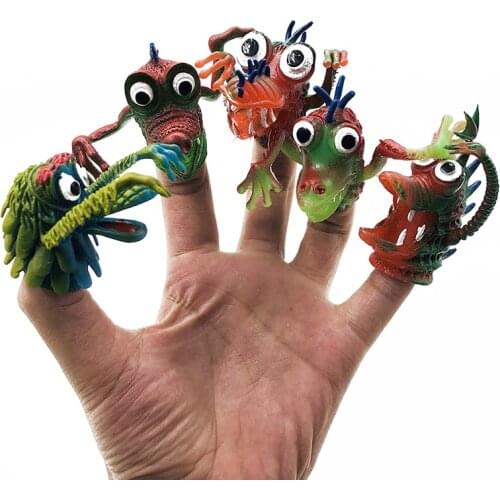 Senior Monster Finger Puppet Toy Funny Funny Animal Monster Toy Pinata Party Toy 5PCS Children Story PVC Finger Toys For Kids