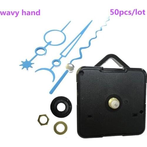 50pcs/lot Pink style Quartz Clock Movement Mechanism DIY Repair Parts + Wavy Hands New Repair Kit Tool Set With Hook