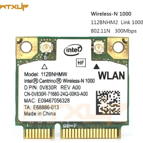 802.11 b/g/n wlan adapter for Intel Centrino Wireless-N link 1000 112BNHMW Half Mini PCIE Wifi Card 300Mbps
