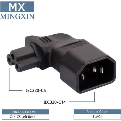 IEC320 C14 TO C5 turn left IEC320 C14 male to female C5 IEC-320 PDU UPS power adapter plug socket converter 10A 110-250 V
