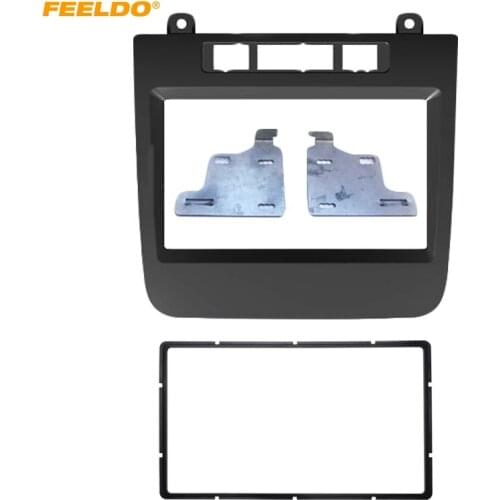 FEELDO Car 2DIN Stereo Radio Fascia Frame For VOLKSWAGEN Touareg 2010-2014 Dashboard Panel Frame Installation Mount Kit