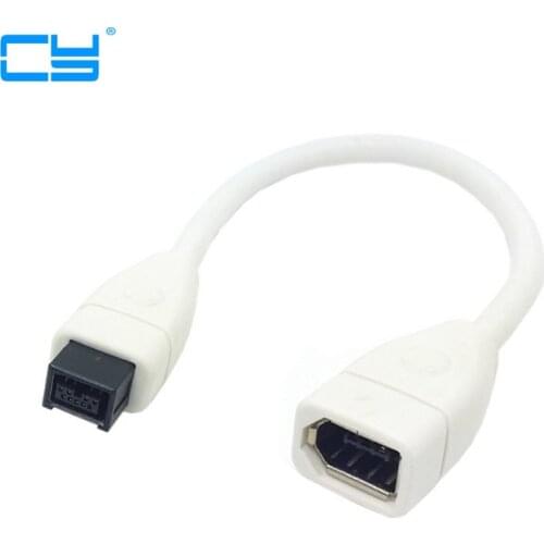 White IEEE 1394 IEEE1394 6PIN Female to 1394b 9PIN male Firewire 400 TO 800 Adapter Cable 10cm 0.1m
