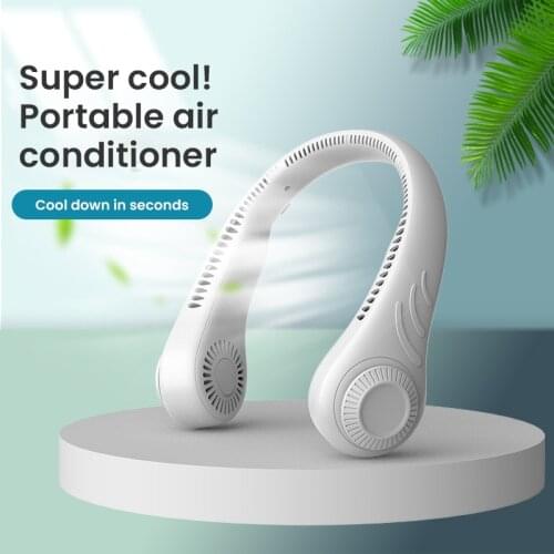 Mini Bladeless Fan Neck Fan 4000mAh USB Rechargeable Fan Mute Sports Fans 360 Degree Lazy Neckband Fan for Home Outdoor