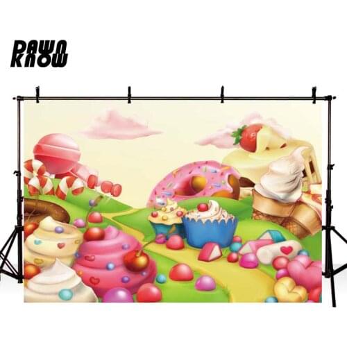 DAWNKNOW Cartoon Candy Photography Background Photocall Customize Baby Birthday Party Backdrop Children Photo Shoot GY066