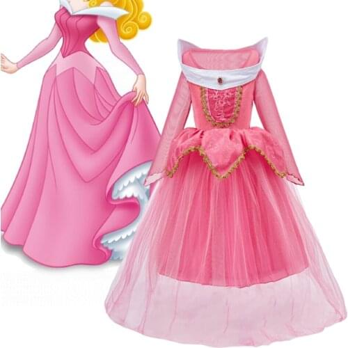 3 to10 Years Children Sleeping Beauty Cosplay Costume Girl Aurora Dress Fancy Toddler Baby Girl Christmas Birthday Evening Dress