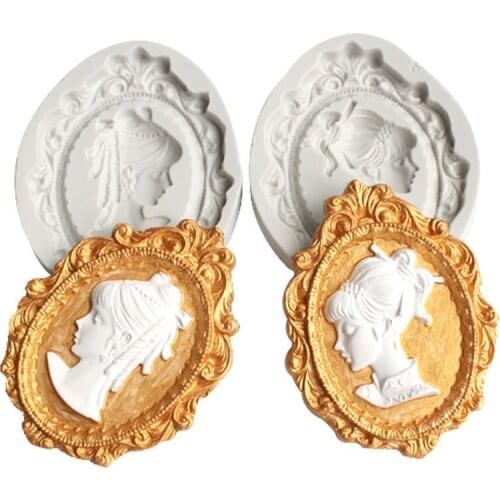 Girl Photo Frame Liquid Silicone Mold Turn Sugar Cake Gypsum Mold
