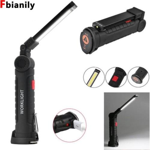 NEW 5 Mode COB Flashlight Torch USB Rechargeable LED Work Light Magnetic COB Lanterna Hanging Hook Lamp For Outdoor Camping