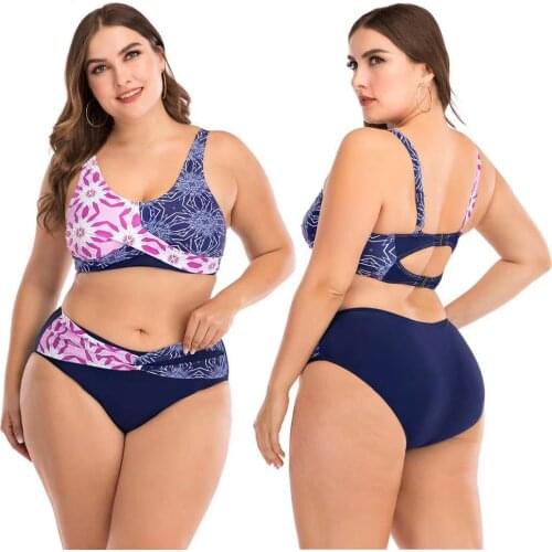 Summer Plus Size Swimwear For Ladies Fashion Sexy Two-Piece Bikini Printing Swimwear Swimsuit Beachwear Set