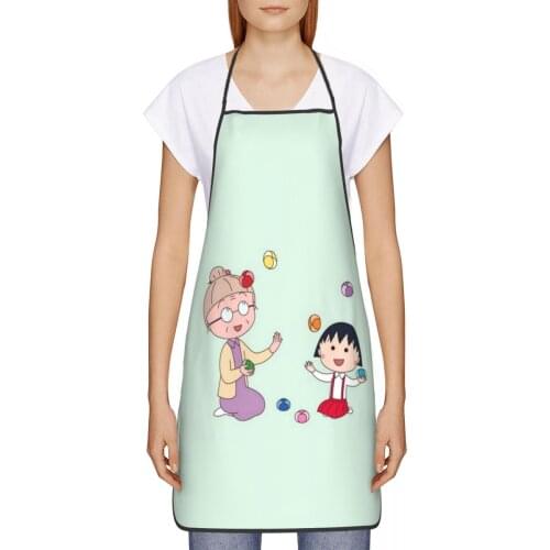 Maruko (2) Kitchen oil resistant wreath Kawaii Anime kitchen apron baking accessories for Women 72*52cm