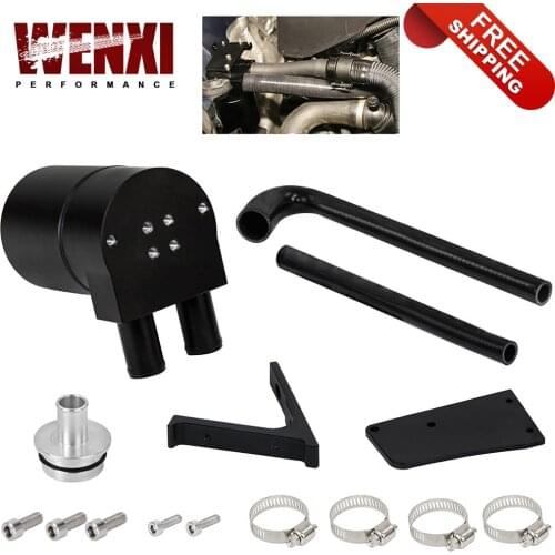 Free Shipping Black Baffled Oil Catch Can Tank with radiator hose for BMW N20/N26 WX-TK59