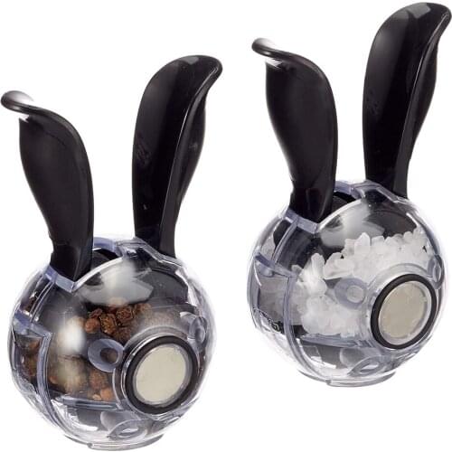 Salt and Pepper Grinder Mini Manual Spice Grinder Multifunctional Kitchen Tools Black Rabbit Ears Design Abrader