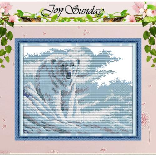 Polar Bear Patterns Counted Cross Stitch 11CT Printed 14CT DIY Handmade Unfinished Cross-stitch Sets Stitching Embroidery Kits