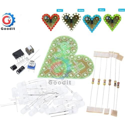 Lamp LED DIY Kit DC 4V-6V Heart Shape Breathing Lamp Kit LED Suite Red White Blue Green DIY Electronic Production for Learning