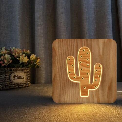 Plant Cactus Modeling Atmosphere Night Light New Style Led Bedroom Bedside Table Lamp