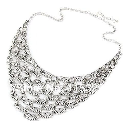 New antique silver alloy branches and leaves necklace