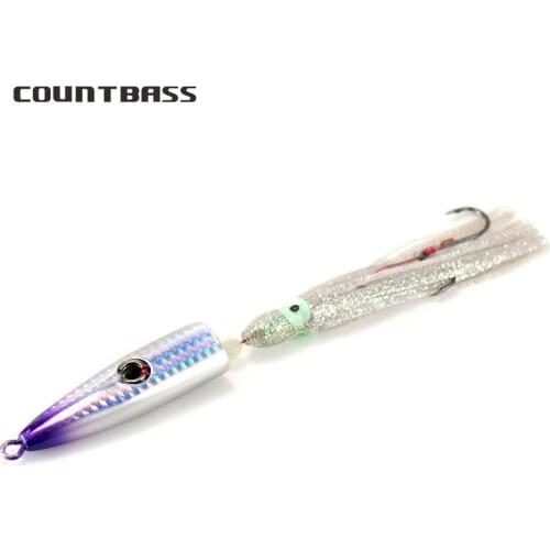 Countbass 120g 4.3oz Inchiku jig with octopus assist hook, Salty Rubber Jigging lures for fishing, Bullet Bottom Ship Snapper