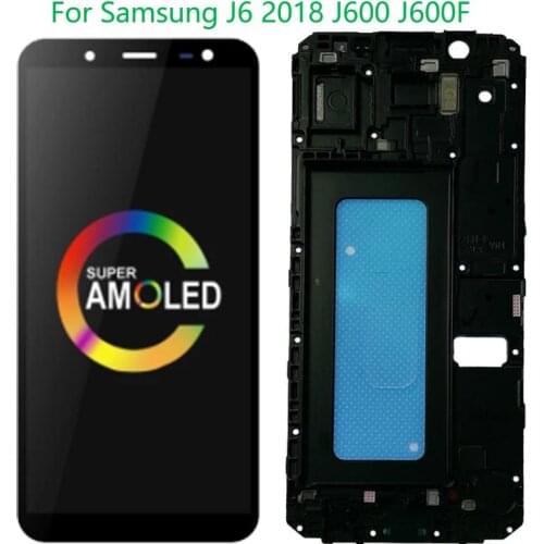 Orignal AMOLED For Samsung Galaxy J6 2018 LCD Display SM-J600F J600F/DS J600FN Touch Screen With Frame Digitizer Assembly Repair