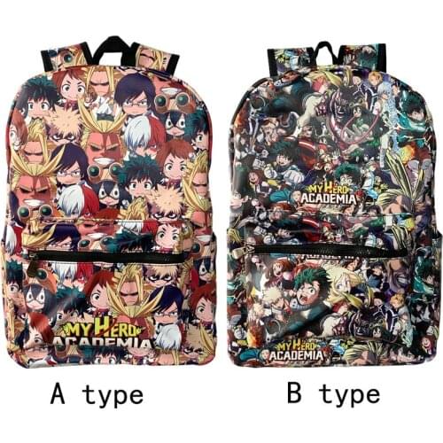 Anime My Hero Academia Backpack School Bag Bookbag PU Leather with Laptop Knapsack Bag Travel Fashion Zipper Cosplay Bags Gift