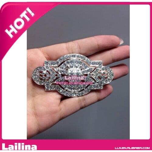 Silver Flower Leaf Rhinestone Crystal Wedding Jewelry Brooch Pin For Women