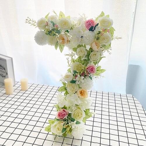 Silk Rose Letters Number for Baby Shower Birthday Decor Creative Artificial Flower Wedding Background Wall Party Event Decor