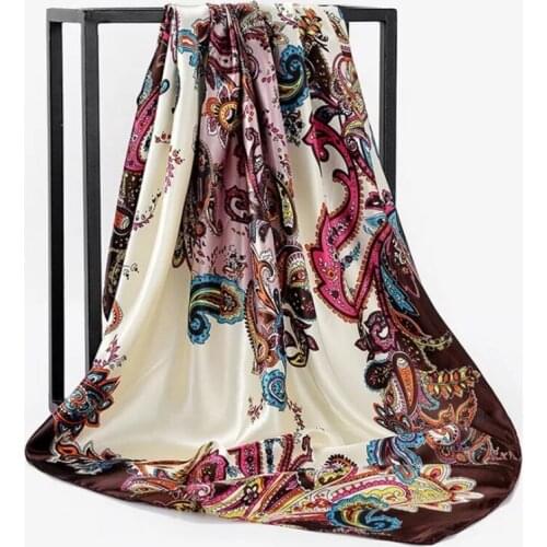 Silk Scarves Foulard 90*90cm Square Head Hijab Scarf Women Ladies chiffon Shawl wrap muffler pareo Bandanna female poncho cape
