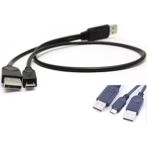 USB 2.0 A male to A Male + Micro 5pin Male Data Power Y Cable HDD Hard Drive new
