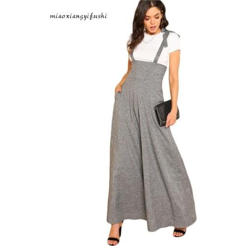 Spring and summer womens suit ladies light-cooked cotton and linen suspenders one-piece loose wide-leg one-piece wide-leg pants
