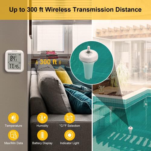 Inkbird IPX7 Waterproof Pool Thermometer C/F Display Smart Home Life Spa Bathtub Swimming Floating Temperature Sensor IBS-P02R