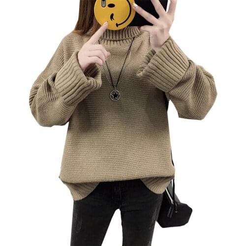 2019 Sweater Women high-neck Long Sleeves Thick Solid Color Autumn And Winter womens Sweaters And Pullovers Vestidos LXJ455