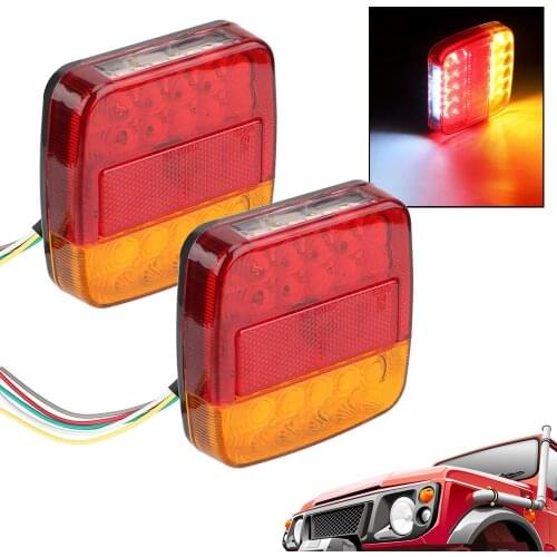 1 Pair 2pcs New 12V LED Car Trailer Truck Taillight Brake Stop Turn Signal light AS+ABS Shock Resistant Universal Car Lights