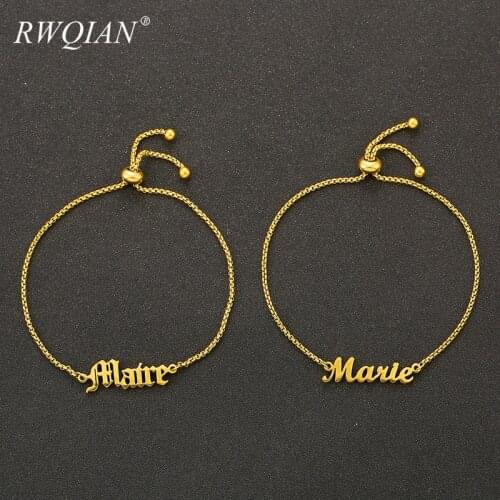 1pcs Custom Name Bracelet Personalized Baby Nameplate Bracelets Gold Stainless Steel Chain Bracelet For Women Bridesmaid Jewelry