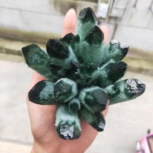 1pcs Natural green ghost quartz crystal cluster healing crystals raw gemstone specimen for home&office decoration fengshui