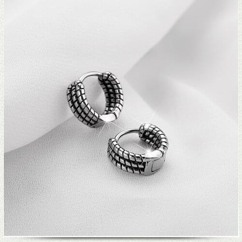 1PCS Punk Rock Snakeskin Earring Stainless Steel Ear Rings Pattern Surgical Steel Earrings For Men Pop Style Piercing Pendientes