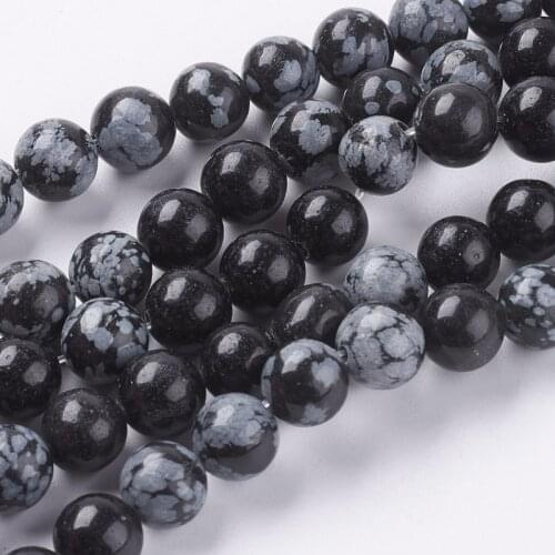 10 Strand Natural Snowflake Obsidian Round Beads 4mm 6mm 8mm 10mm 12 mm F80