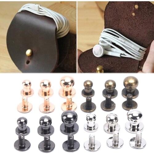 10Pcs DIY Handmake Leather Solid Brass Stud Spots Screwback Back Round Head Screw Nail Rivet For Bag Hardware Accessaries